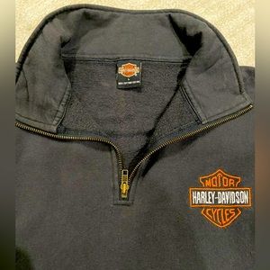 Harley Davidson 1/4 zip sweatshirt, Black, size L, no pockets, no print on back